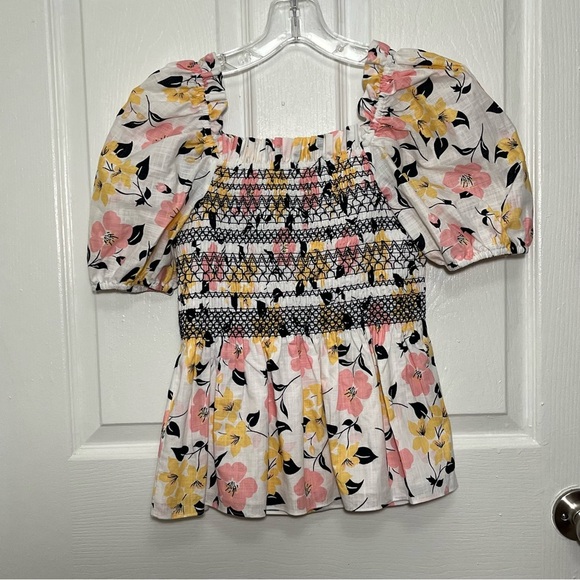 NWT KATE SPADE Lilly Blooms Floral Smocked Puff Sleeve Top | size XS - Picture 10 of 12